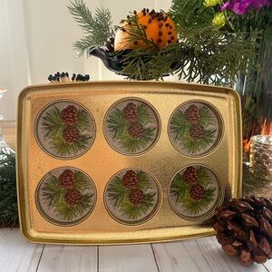 Gold Pinecone Coaster Set